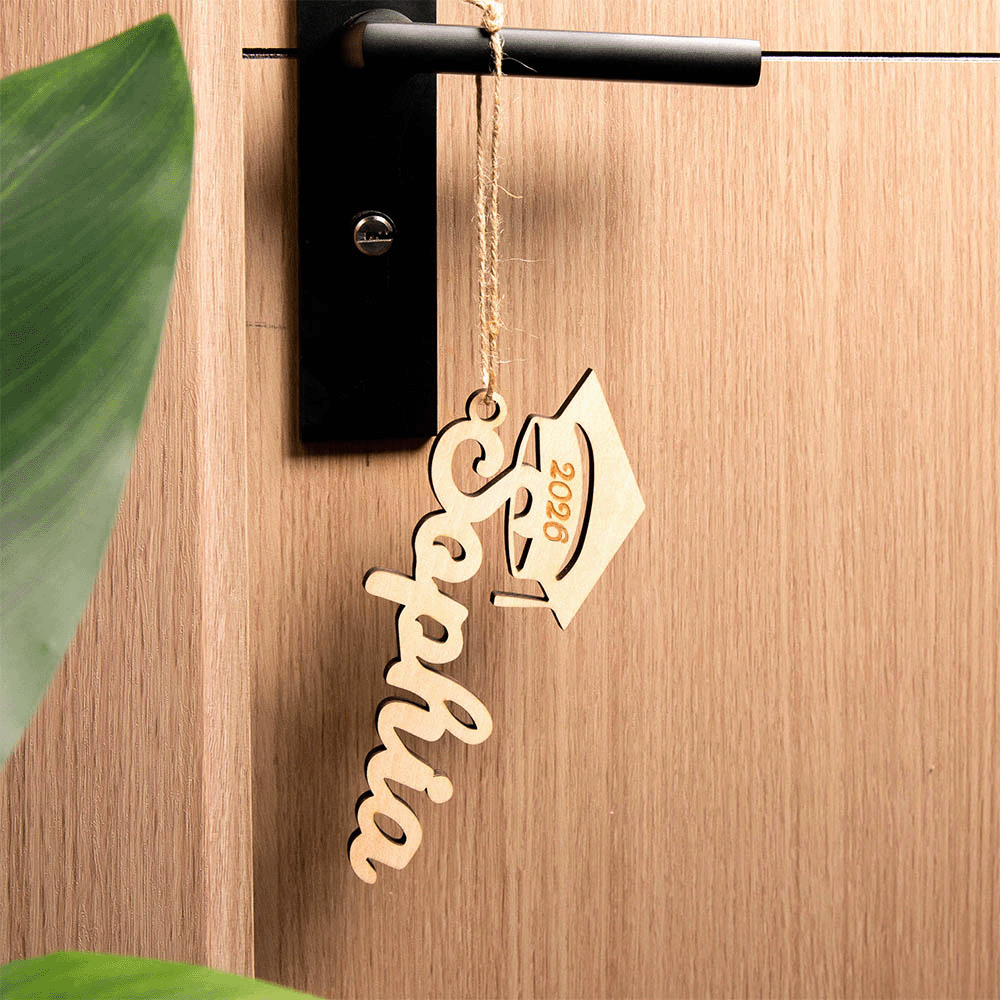 Porte-nom en bois pour décoration de remise de diplômes