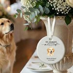 Adorno redondo de cerámica personalizado con foto de mascota con nombre y año Decoración de ventana Regalo de compromiso para novia Novio Amante de las mascotas