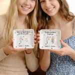 Personalized Birth Flower Square Ceramic Trinket Jewellery Dish with Name and Title Birthday Affirmation Gift for Friends Sisters Besties
