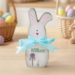 Personalized Cute Easter Bunny Wooden Ornament with Name Tabletop Decor Easter Party Gift for Family Kids