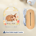 Veilleuse personnalisée en acrylique avec nom et socle en bois Décoration de chambre Anniversaire Fête des mères Cadeau pour nouvelle maman
