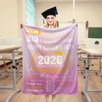 Feliz Graduación Personalizada Manta Suave con Nombre y Año Decoración de Habitación Cumpleaños Regalo de Graduación para Graduados