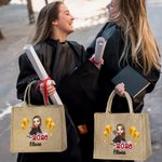 Sac en toile de jute personnalisé avec nom Graduation Birthday Gift for Women Girls
