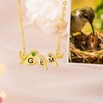Personalizado 2-4 Tiny Madre y Bebé Colibrí Inicial Birthstone Collar Día de la Madre Cumpleaños Regalo para Mamá Abuela