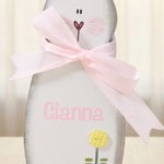 Personalized Cute Easter Bunny Wooden Ornament with Name Tabletop Decor Easter Party Gift for Family Kids