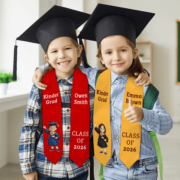 Personalised Cartoon Character Multi-Colour Graduation Sash with Name and Year Graduation Party Gift for Preschool Kindergarten