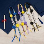 Personlig klass av 2026 Rose Rhinestone Tvåfärgad flätad examensband Lei med texter Graduation Party Decor Gift for Graduates