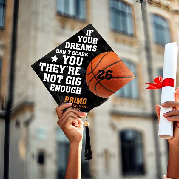 Personalizado Baloncesto Fútbol Deportes Graduación Topper Decoración con Nombre Nombre de la Escuela y Año Regalo de Graduación para Graduados Amantes de los Deportes