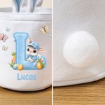 Spersonalizowany koszyk wielkanocny z imieniem i nazwiskiem Królik Inicjał Motyl Polowanie na jajka Prezent wielkanocny dla dzieci