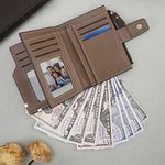 Portefeuille personnalisé avec photo initiale et nom gravés - Porte-billet triple-pli en cuir PU - Cadeau d'anniversaire fête des Pères pour hommes