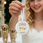 Adorno redondo de cerámica personalizado con foto de mascota con nombre y año Decoración de ventana Regalo de compromiso para novia Novio Amante de las mascotas