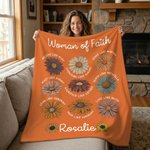Personalised Woman of Faith Bible Verses Flower Soft Throw Blanket with Names Home Decor Christian Birthday Gift for Christian Woman
