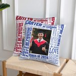 Taie d'Oreiller Multicolore Personnalisée avec Photo Nom et Année Cadeau de Fin d'Études pour les Diplômés de la Promotion 2026