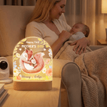 Veilleuse personnalisée en acrylique avec nom et socle en bois Décoration de chambre Anniversaire Fête des mères Cadeau pour nouvelle maman