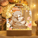 Veilleuse personnalisée en acrylique avec nom et socle en bois Décoration de chambre Anniversaire Fête des mères Cadeau pour nouvelle maman