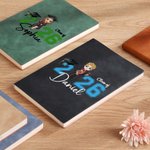 Personalized Cartoon Graduate Character Leather Cover Notebook with Name Portable Graduation Travel Essentials Gift for Women