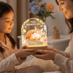 Veilleuse personnalisée en acrylique avec nom et socle en bois Décoration de chambre Anniversaire Fête des mères Cadeau pour nouvelle maman