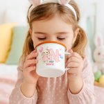 Gepersonaliseerde 355 ml Emaille Mok met Konijntje Initiaal en Naam voor Dagelijks Gebruik Cadeau voor Paaseierenjacht of Feestje voor Kinderen
