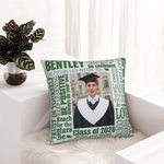 Taie d'Oreiller Multicolore Personnalisée avec Photo Nom et Année Cadeau de Fin d'Études pour les Diplômés de la Promotion 2026
