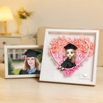 Personalized Cartoon Graduate Love Paper Flower Shadow Box Frame with Name Home Decor Graduation Keepsake Gift for Women