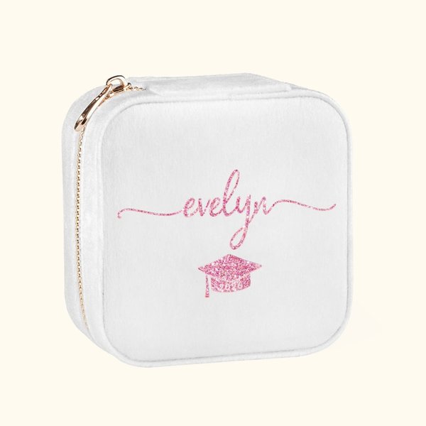 Boîte de rangement en velours pour bijoux avec nom Cadeau de fin d'études pour les diplômés de la classe 2026