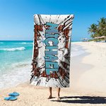 Personalized Graffiti Style Quick Dry Oversized Microfiber Beach Towel with Name Summer Vacation Beach Party Birthday Gift for Kids Friends