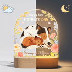 Veilleuse personnalisée en acrylique avec nom et socle en bois Décoration de chambre Anniversaire Fête des mères Cadeau pour nouvelle maman