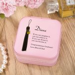 Personalisierte Klasse von 2026 Quaste Muster Lederschmuck Box mit Namen und Wunsch Nachricht Portable Reise Accessoire Graduierung Geschenk für Absolventen
