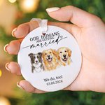 Adorno redondo de cerámica personalizado con foto de mascota con nombre y año Decoración de ventana Regalo de compromiso para novia Novio Amante de las mascotas