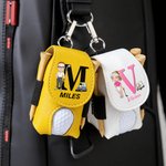 Personalised Cartoon Character PU Leather Golf Ball Bag Tee Holder with Initial and Name Golf Accessories Birthday Gift for Golf Lovers