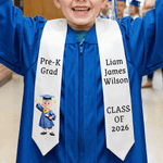 Personalisierte Cartoon-Charakter Multi-Color Graduierung Schärpe mit Namen und Jahr Graduierung Party Geschenk für Vorschule Kindergarten