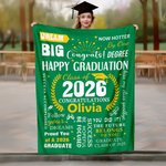 Feliz Graduación Personalizada Manta Suave con Nombre y Año Decoración de Habitación Cumpleaños Regalo de Graduación para Graduados