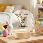 Personalisierte Blume Osterhase Initiale LED-Nachtlicht mit Namen und hölzerne Basis Raumdekoration Geburtstag Ostern Party Geschenk für Kinder
