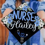 Personalized Cherry Blossom Stethoscope Nurse BSN ADN Graduation Cap Topper Decoration with Name and Year Graduation Gift for Medical Graduates