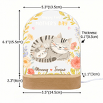 Veilleuse personnalisée en acrylique avec nom et socle en bois Décoration de chambre Anniversaire Fête des mères Cadeau pour nouvelle maman