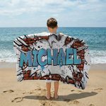 Personalized Graffiti Style Quick Dry Oversized Microfiber Beach Towel with Name Summer Vacation Beach Party Birthday Gift for Kids Friends