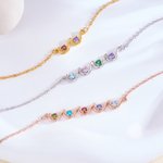 Personalized 1-6 Family Birthstones Necklace Dainty Jewellery Birthday Anniversary Mother's Day Gift for Mom Grandma Family