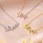 Personalizado 2-4 Tiny Madre y Bebé Colibrí Inicial Birthstone Collar Día de la Madre Cumpleaños Regalo para Mamá Abuela