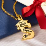 Letra Personalizada Inicial Gorro Diploma Llavero con Nombre y Año Grabado Regalo de Graduación para Graduados