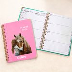 Personalized Horse Flower Butterfly 2026 Planner A5 Spiral Notebook with Name and Weekly Monthly Planner Pages Birthday Gift for Horse Owners Lovers