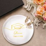 Gorro de Graduación Personalizado Plato de Cerámica con Nombre y Texto Clase de 2026 Regalo de Graduación para Mujeres Graduadas