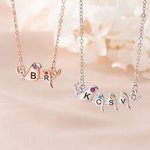 Personalizado 2-4 Tiny Madre y Bebé Colibrí Inicial Birthstone Collar Día de la Madre Cumpleaños Regalo para Mamá Abuela