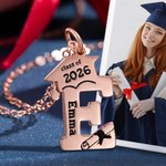 Letra Personalizada Inicial Gorro Diploma Llavero con Nombre y Año Grabado Regalo de Graduación para Graduados