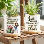 Gepersonaliseerde Geboortebloem Cartoon Karakter Keramische Plant Pot met Naam en Bamboe Base Tuin Home Decor Verjaardagscadeau voor tuinieren liefhebbers Familie