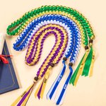 Personalisierte zweifarbige Band geflochtene Lei mit Namen und Holzperlen Klasse von 2026 Graduierung Party Dekoration Geschenk für Absolventen