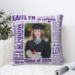 Taie d'Oreiller Multicolore Personnalisée avec Photo Nom et Année Cadeau de Fin d'Études pour les Diplômés de la Promotion 2026