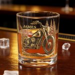 Personalisierte Cool Motorrad Design 10 oz Rock Whiskey Glas mit Namen Vatertag Geburtstag Geschenk für Mann Whiskey-Liebhaber