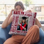 Taie d'Oreiller Multicolore Personnalisée avec Photo Nom et Année Cadeau de Fin d'Études pour les Diplômés de la Promotion 2026