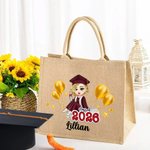 Sac en toile de jute personnalisé avec nom Graduation Birthday Gift for Women Girls