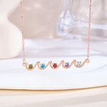 Personalized 1-6 Family Birthstones Necklace Dainty Jewellery Birthday Anniversary Mother's Day Gift for Mom Grandma Family